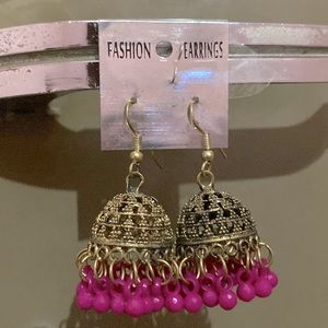 Handcrafted Fashion Beaded Jhumki Tribal Purple Best Gift Earrings Jewelry !